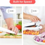 Food Chopper with Container, Fruit Cutter, Onion Dicer - All-in-One Prep Tool - Kitchen Gadgets and Gifts (4 in 1, White)