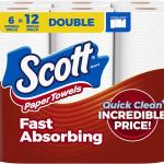 Paper Towels, Choose-A-Sheet, 6 Double Rolls = 12 Regular Rolls (108 Sheets Per Roll)